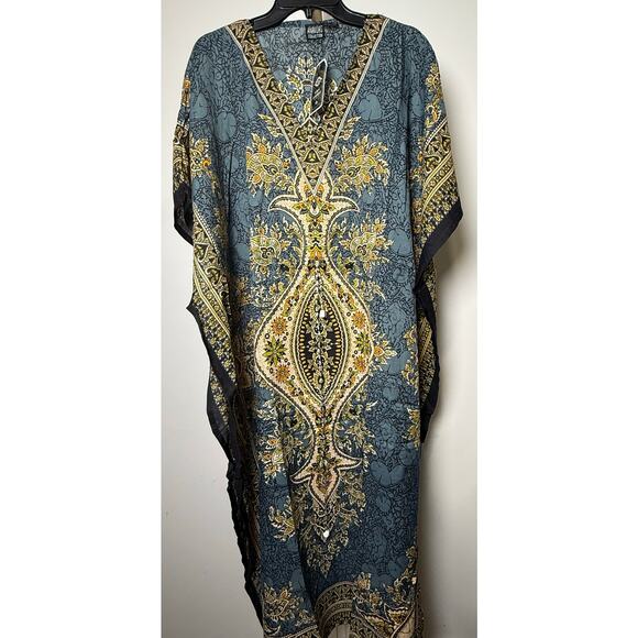 Women's Kaftan Print Kimono Stylish Loungewear, Beach Cover-Up - Picture 3 of 4